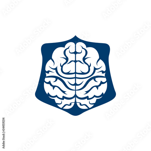 Creative brain shield shape logo design. Think idea concept.	