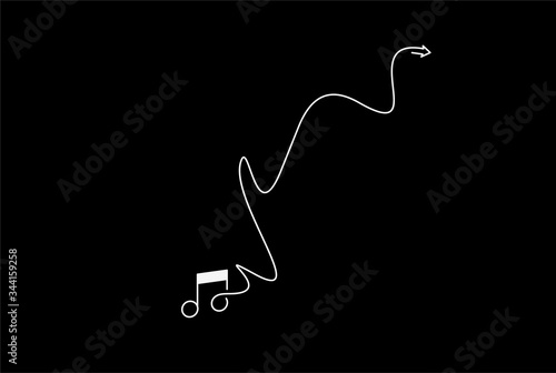 Abstract flat line with music note motion shapes. Pattern for cover design, poster, banner, decoration.