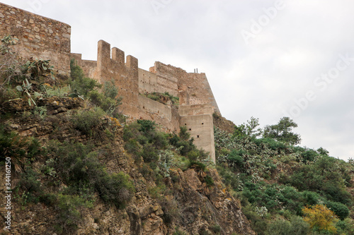 powerful fortifications on the rock of medieval castle of Sagunto, Spain