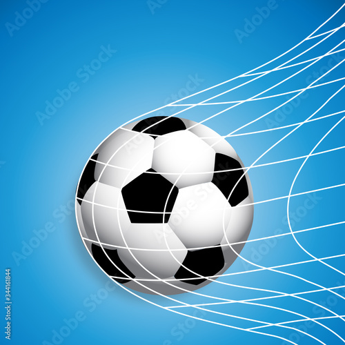Soccer ball in the net  vector art illustration.