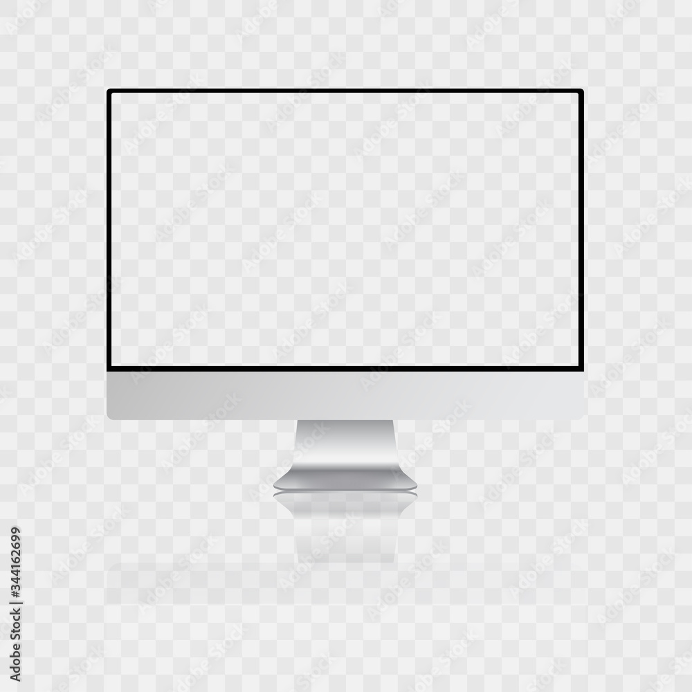 omputer monitor and display with shadow, realistic front view. Vector omputer monitor and display with shadow, realistic front view. Vector