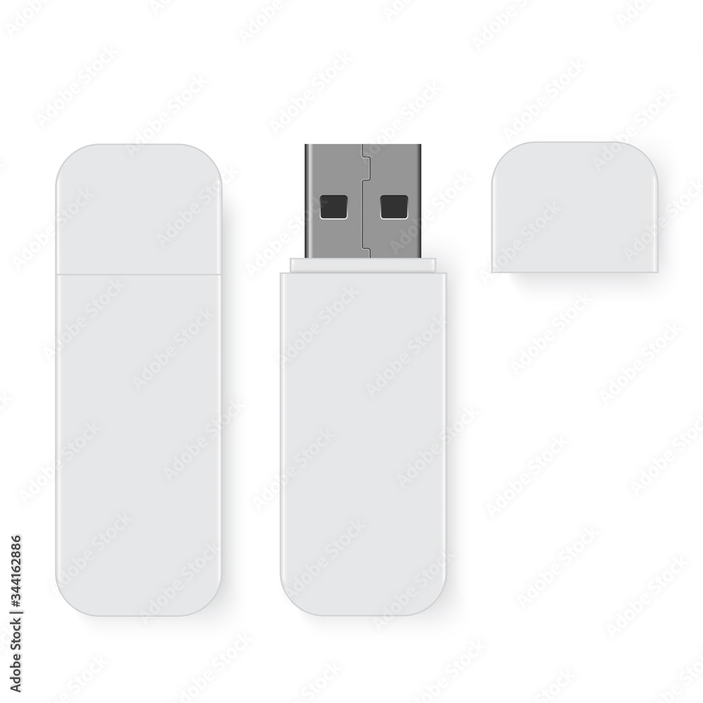 Realistic flash drive mockup, open and closed. Vector. Realistic flash drive mockup, open and closed. Vector.