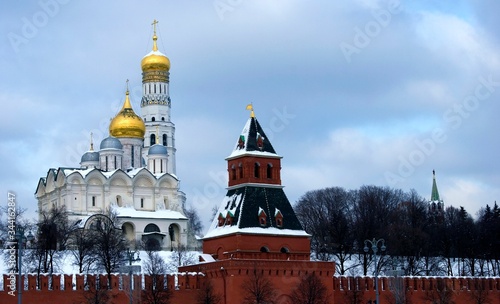 Architecture of Moscow Kremlin. Popular landmark.