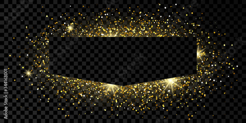 Golden frame with glitter, sparkles and flares