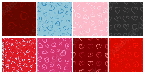 Seamless pattern with hand drawn hearts