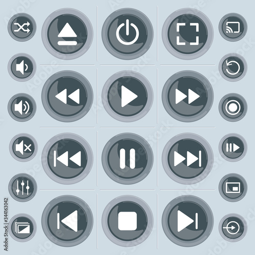 Media player control buttons set