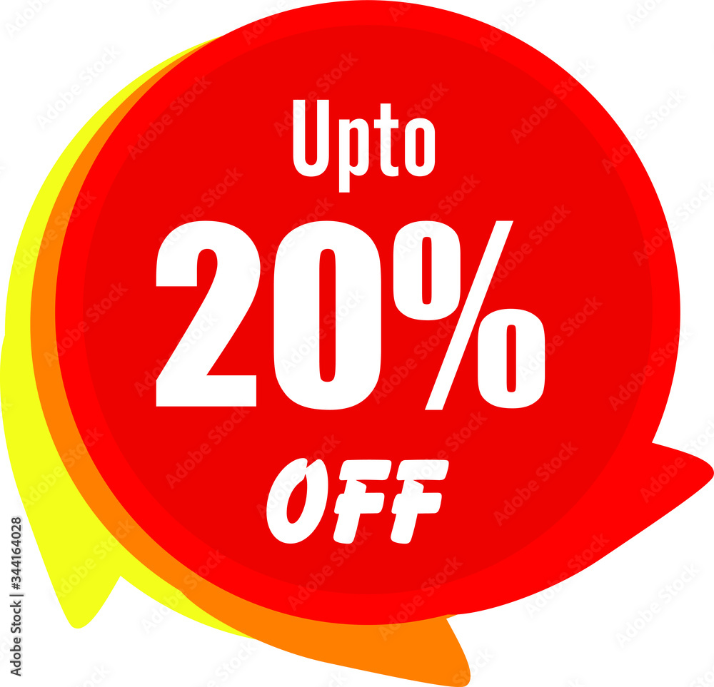 Up to 20% off. Red discount label
