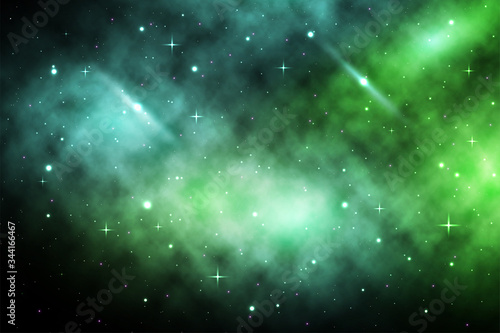 Space galaxy background with shining stars and nebula, Vector cosmos with colorful milky way, Galaxy at starry night, Vector illustration