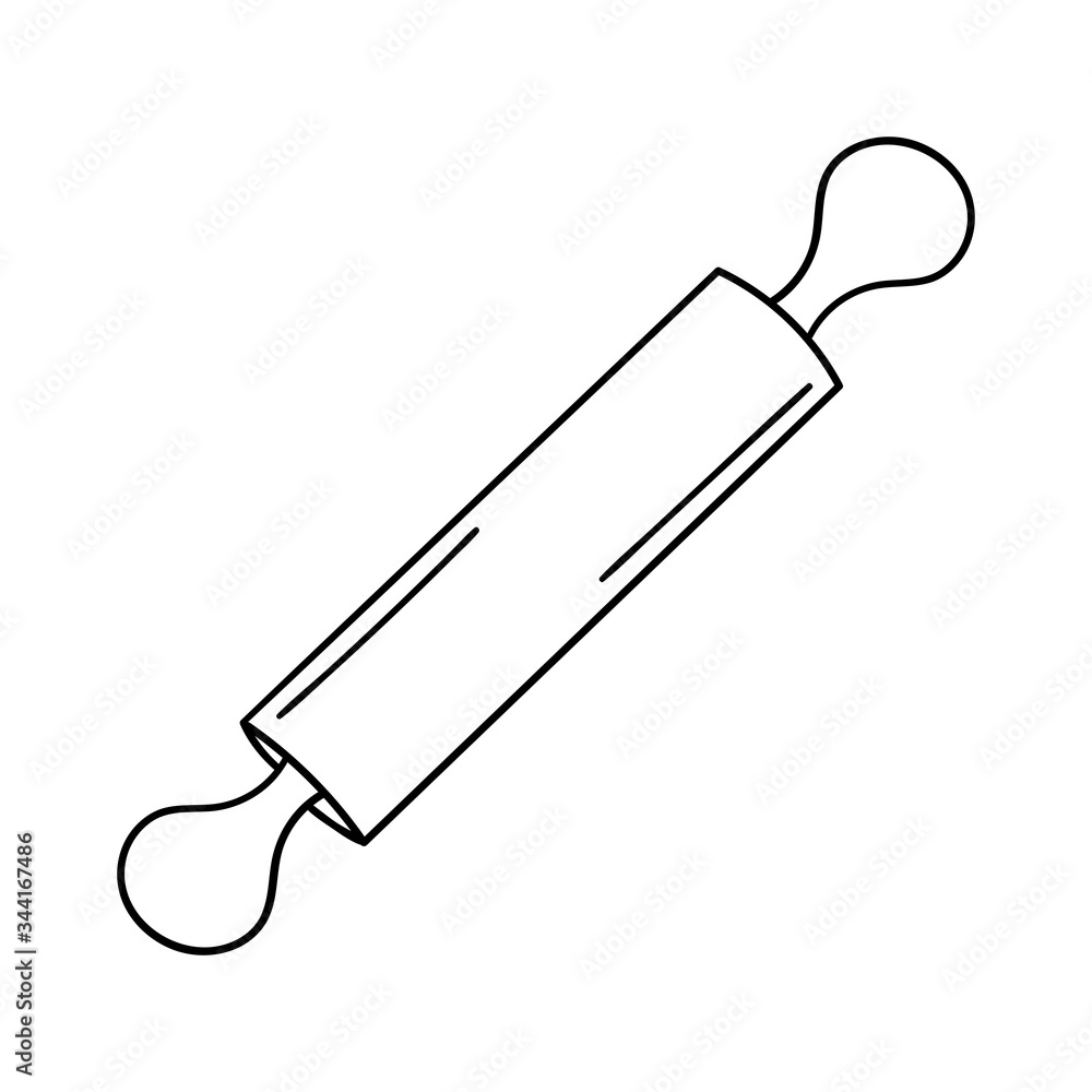 Vector doodle rolling pin. Cooking, kitchen utensils, home elements. hand illustration isolated on white background. Vector doodle rolling pin. Cooking, kitchen utensils, home elements. hand illustration isolated on white background.