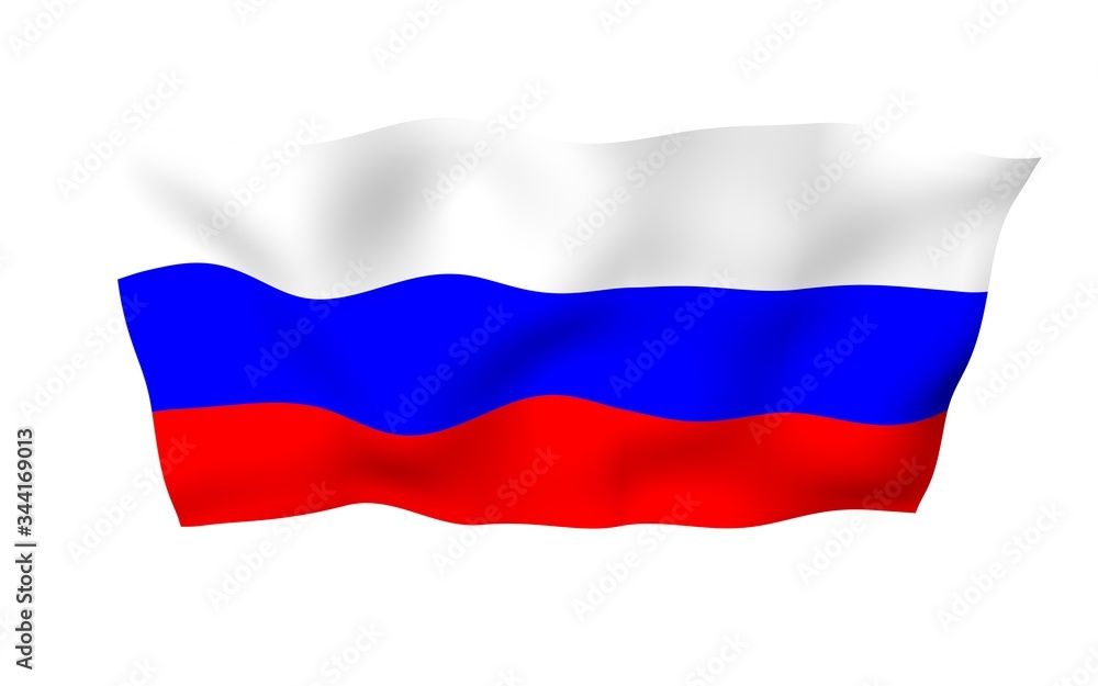 Naklejka premium Waving flag of the Russian Federation. The National. State symbol of the Russia. 3D illustration
