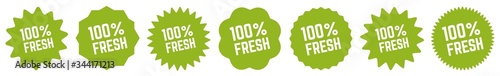 100 % Fresh Tag Green | 100 Percent Fresh Icon | Sticker | Label | Variations