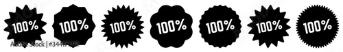 100 % Tag Black | 100 Percent Icon | Sticker | Label | Variations
