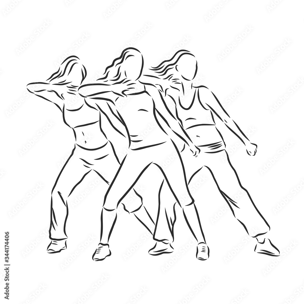 zumba dancers illustration . Zumba, Zumba dancers, fitness, dancer, vector sketch illustration