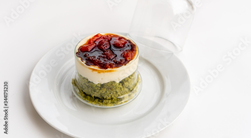 Wallpaper Mural Creamy pie with basil, cheese and tomato jam in a glass. Bizcocho Mediterráneo Torontodigital.ca