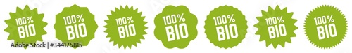 100 % Bio Etikett Schild Grün | 100 Prozent Bio Icon | Sticker | Label | Variations