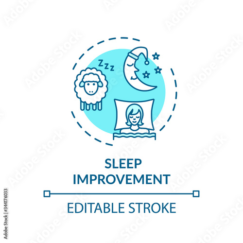 Sleep improvement concept icon. Recreational marijuana use, night relaxation idea thin line illustration. Insomnia treatment with cannabis. Vector isolated outline RGB color drawing. Editable stroke