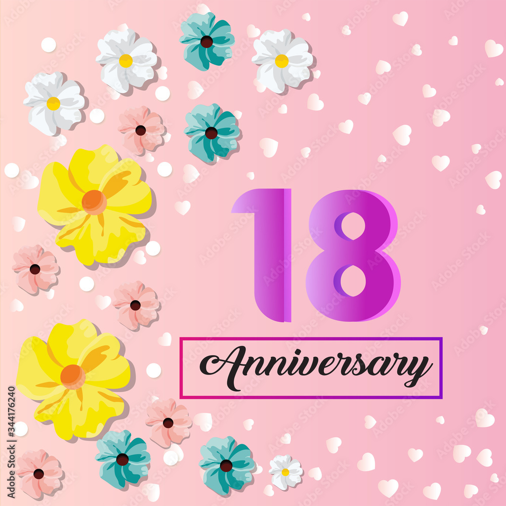 18 years anniversary celebration logo vector template design