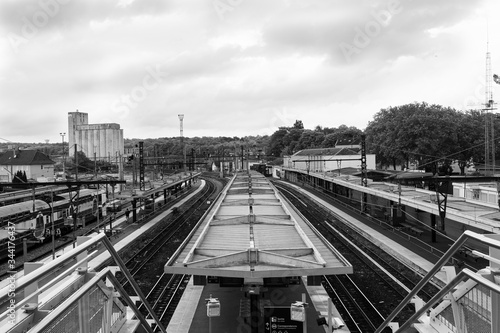 Photographie de la gare éditer en noir et blanc