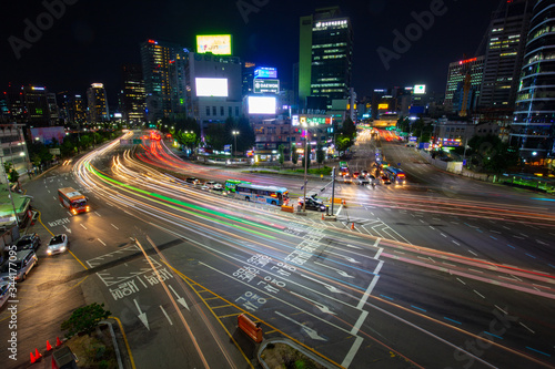 Seoul City Traffic At Night