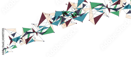 Line points connections, triangular technology design. Abstract geometric background