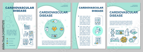 Cardiovascular disease brochure template. Heart health, cardiology flyer, booklet, leaflet print, cover design with linear icons. Vector layouts for magazines, annual reports, advertising posters