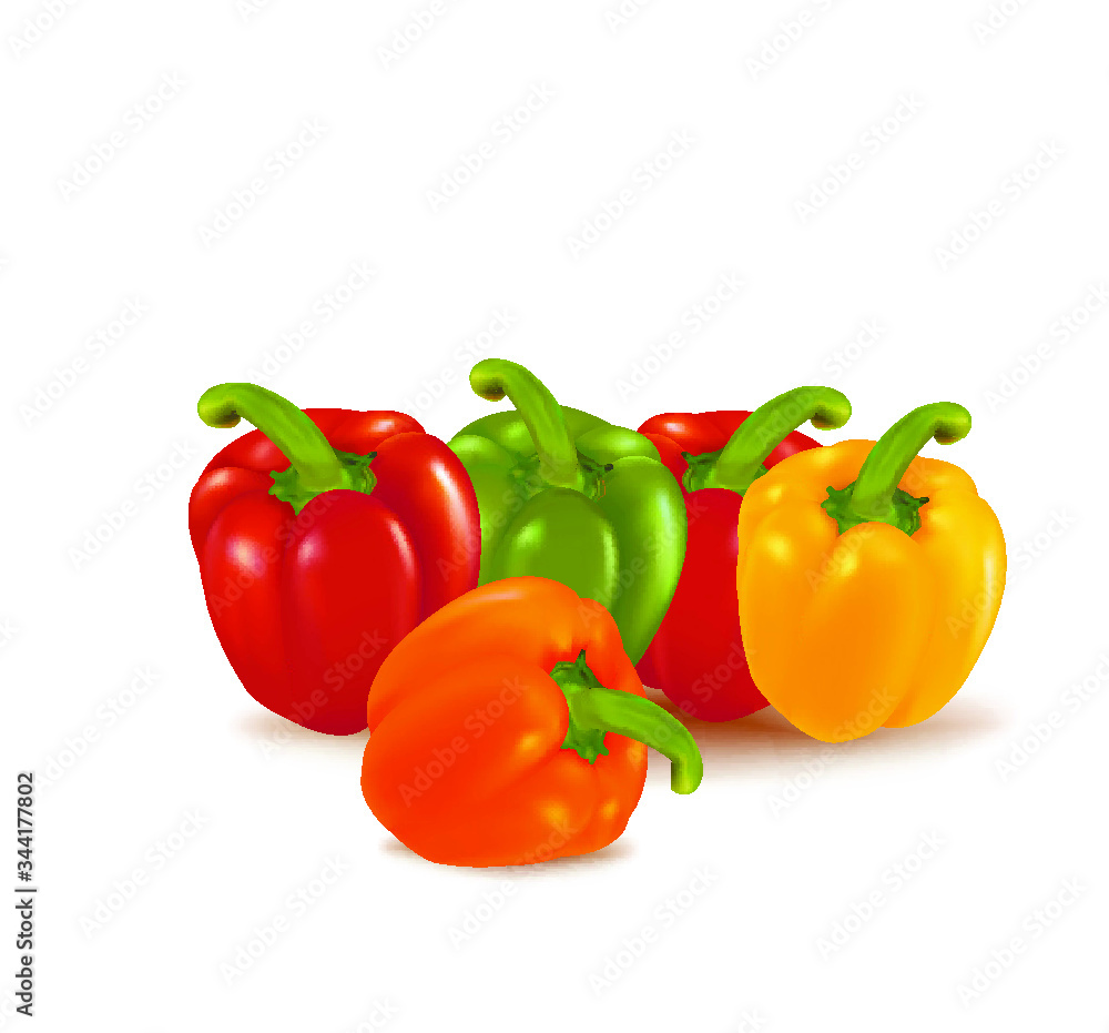 red, green and yellow peppers