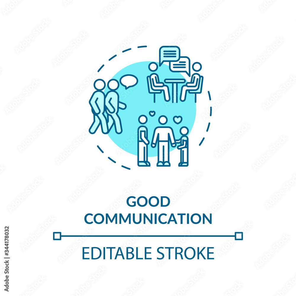 Good communication concept icon. Friends and family members relationship idea thin line illustration. People emotional support, conversation. Vector isolated outline RGB color drawing. Editable stroke