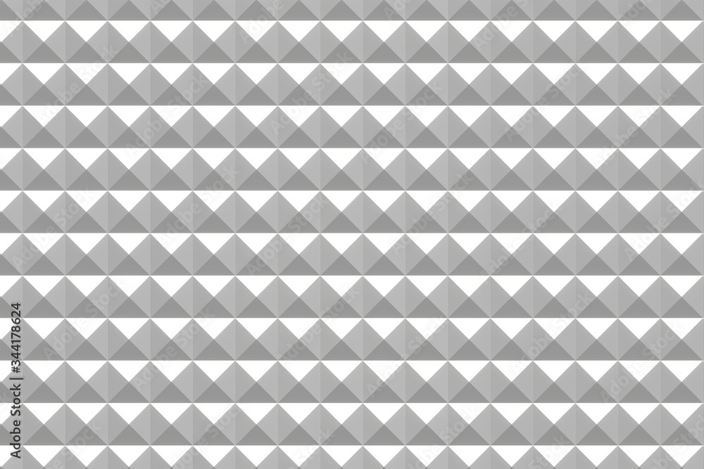 Fototapeta premium Simple tile pyramids geometric wall background minimal gray design,3D illustration.