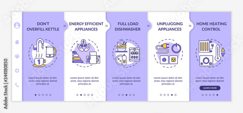 Money saving tips onboarding vector template. Sustainable consumption, cost effective lifestyle. Responsive mobile website with icons. Webpage walkthrough step screens. RGB color concept