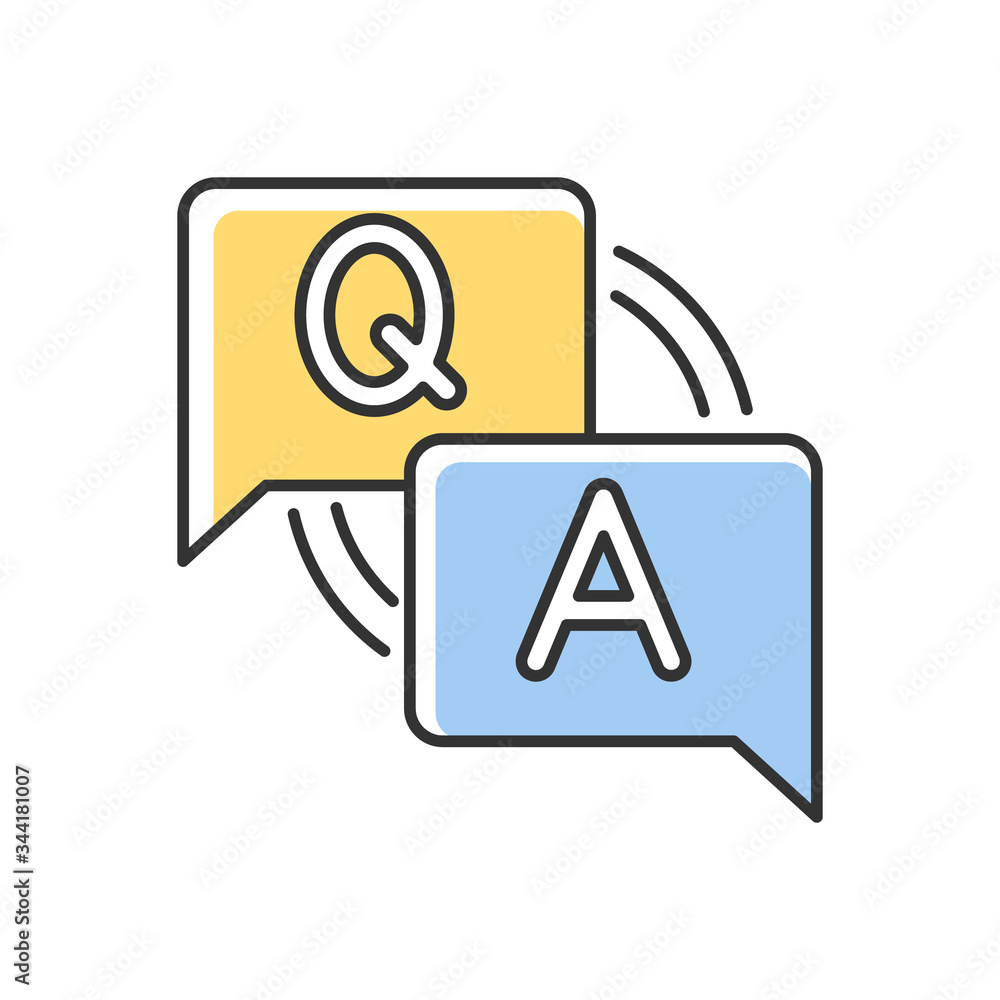FAQ RGB color icon. Frequently asked questions. Customer support service. Answers for clients. Letters in speech bubble. Forum discussion. Social media helpdesk. Isolated vector illustration FAQ RGB color icon. Frequently asked questions. Customer support service. Answers for clients. Letters in speech bubble. Forum discussion. Social media helpdesk. Isolated vector illustration