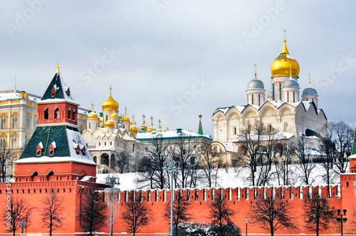 Architecture of Moscow Kremlin, Russia. Popular ladnmark. photo