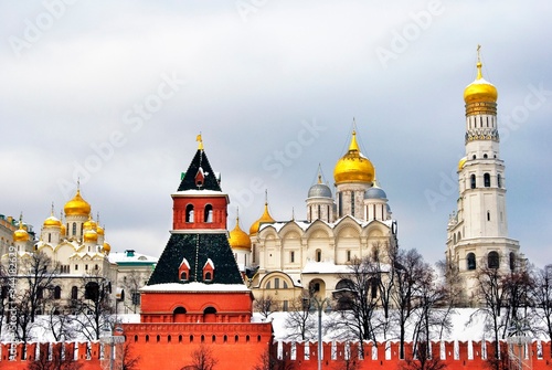 Architecture of Moscow Kremlin, Russia. Popular ladnmark. photo