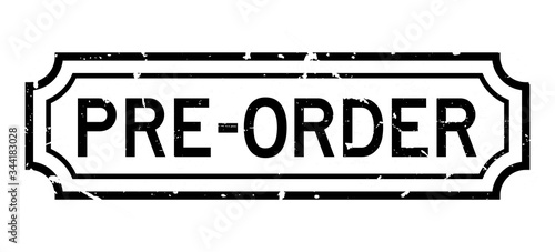 Grunge black pre order word rubber business seal stamp on white background