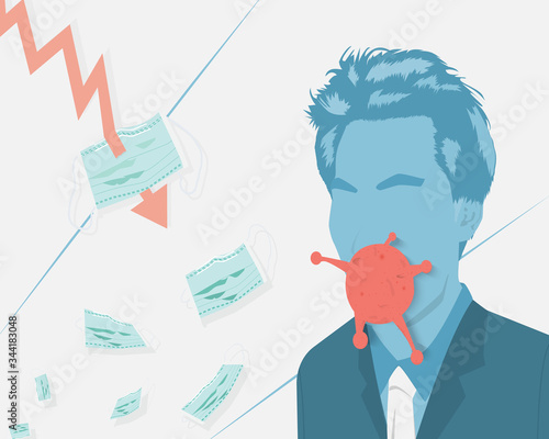 Businessman losses his job because Covid19, Econonic was damaged by Covid19 concept vector illustration