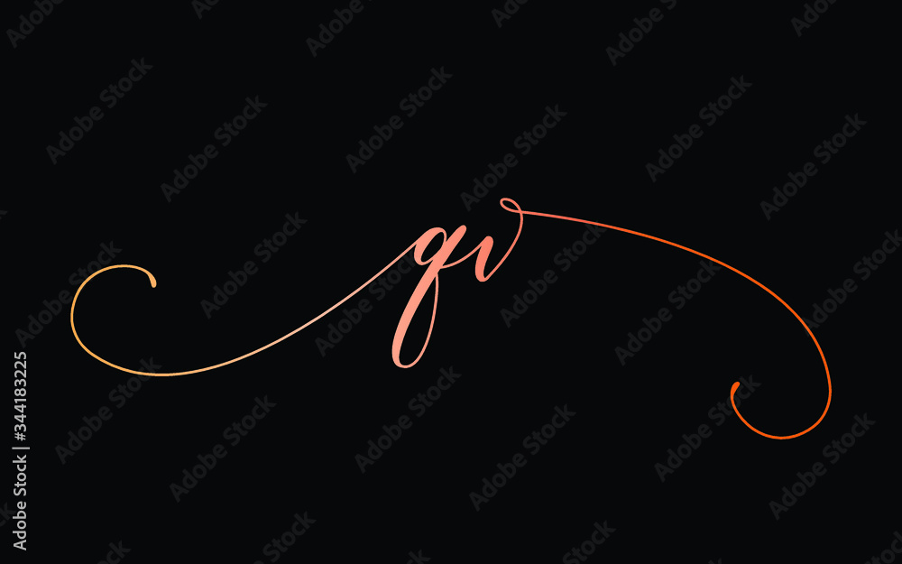 qv or q, v Lowercase Cursive Letter Initial Logo Design, Vector Template qv or q, v Lowercase Cursive Letter Initial Logo Design, Vector Template