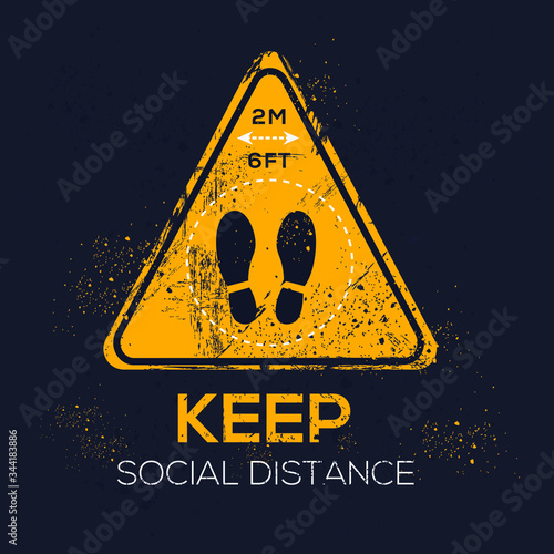 Warning sign (keep social distance), vector illustration.