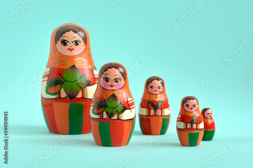 Принти на полотні traditional russian nesting dolls. Babushkas or matryoshkas.