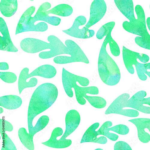 Hand drawn floral seamless repeat pattern. Spring  summer flowers  leaves trendy colors. Bold fabric design  textile print  gift wrapping paper  wall art  home decor. Wayercolor texture