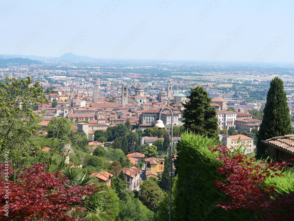 Beautiful aerial view of Bergamo Italy