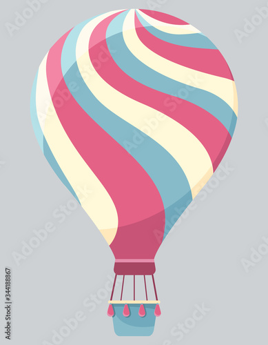 Hot air balloon. Colored aerostat in cartoon style.