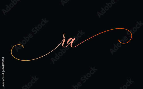ra or r, a Lowercase Cursive Letter Initial Logo Design, Vector Template
