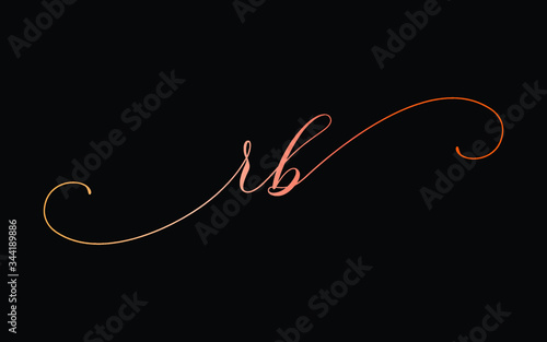 rb or r, b Lowercase Cursive Letter Initial Logo Design, Vector Template