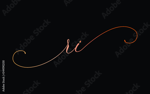 ri or r, i Lowercase Cursive Letter Initial Logo Design, Vector Template