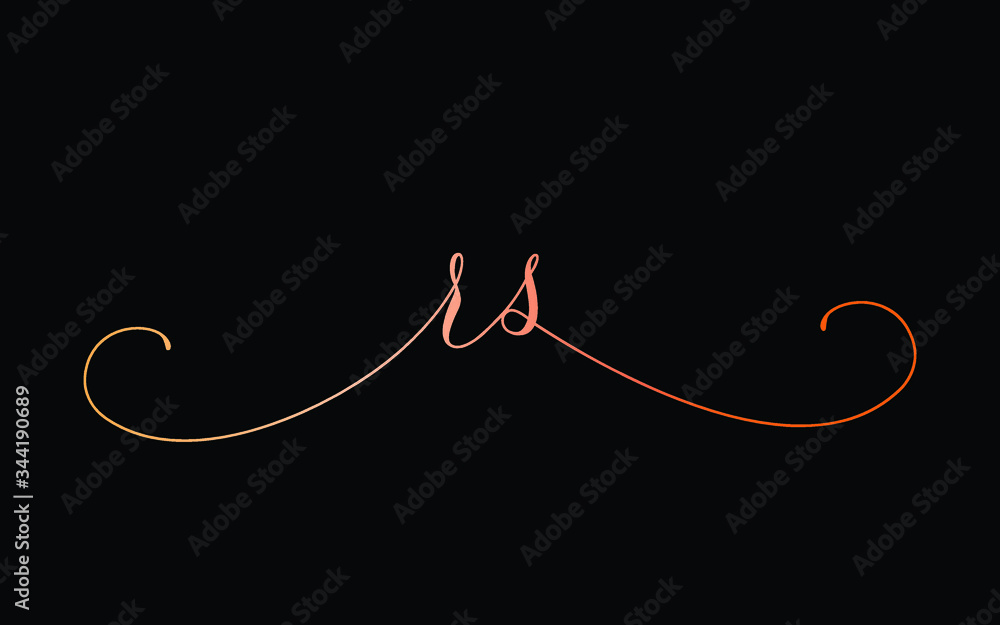 rs or r, s Lowercase Cursive Letter Initial Logo Design, Vector Template
