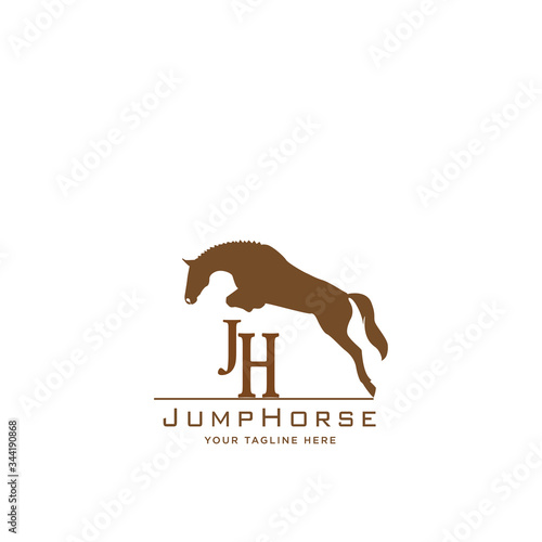 simple modern elegance logo vector design of jumping horse for your brand.