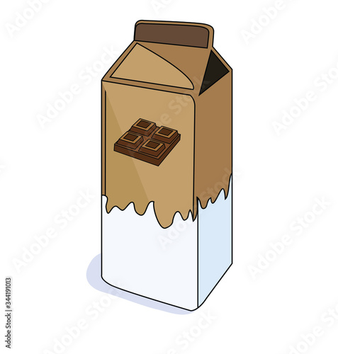 chocolate milk sweet sugar carton drink box isolated on white background