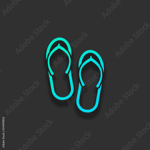 Beach slippers. Flip flops icon. Colorful logo concept with soft