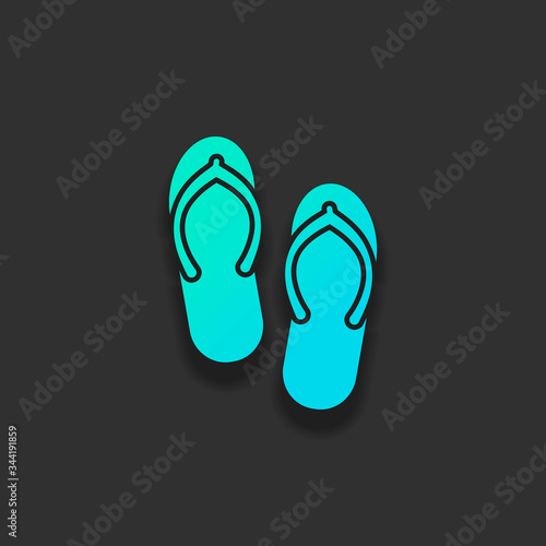 Beach slippers. Flip flops icon. Colorful logo concept with soft