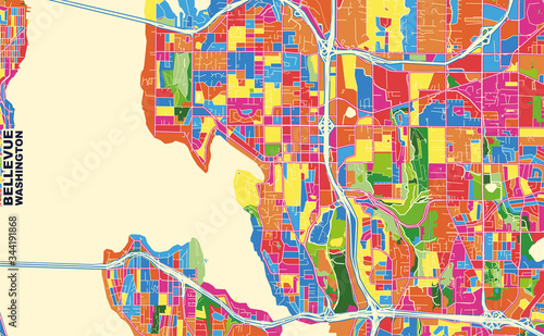 Bellevue  Washington  USA  colorful vector map
