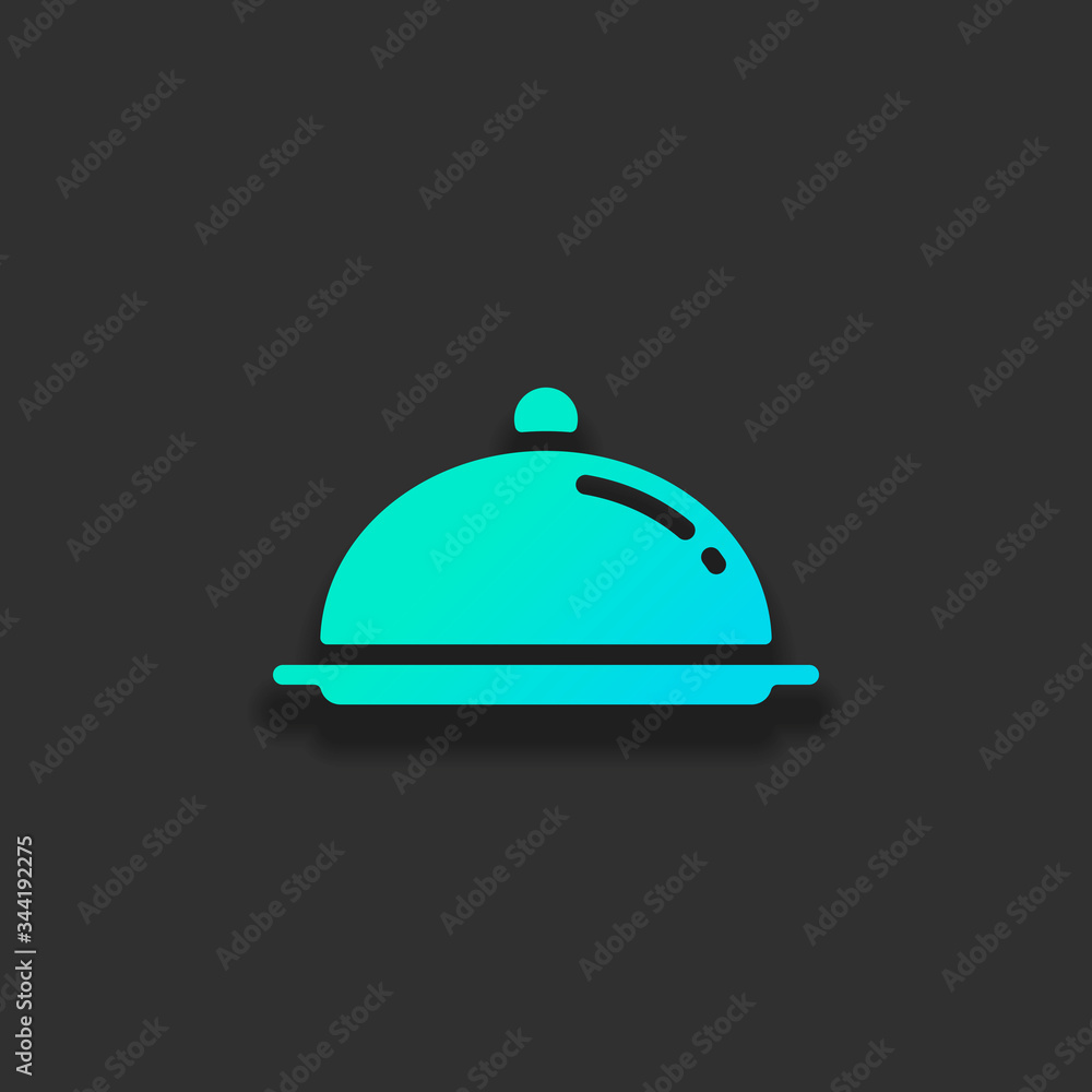 Fototapeta premium Restaurant cloche or tray. Restaurant icon. Colorful logo concep